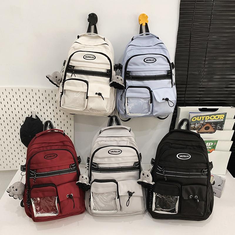 Sac à dos d'école pour étudiant, sac à dos de couleur unie pour femme, sac à dos d'ordinateur pour homme