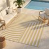 Tapis extérieur intérieur moderne à motifs courbes jaune et beige 160x230