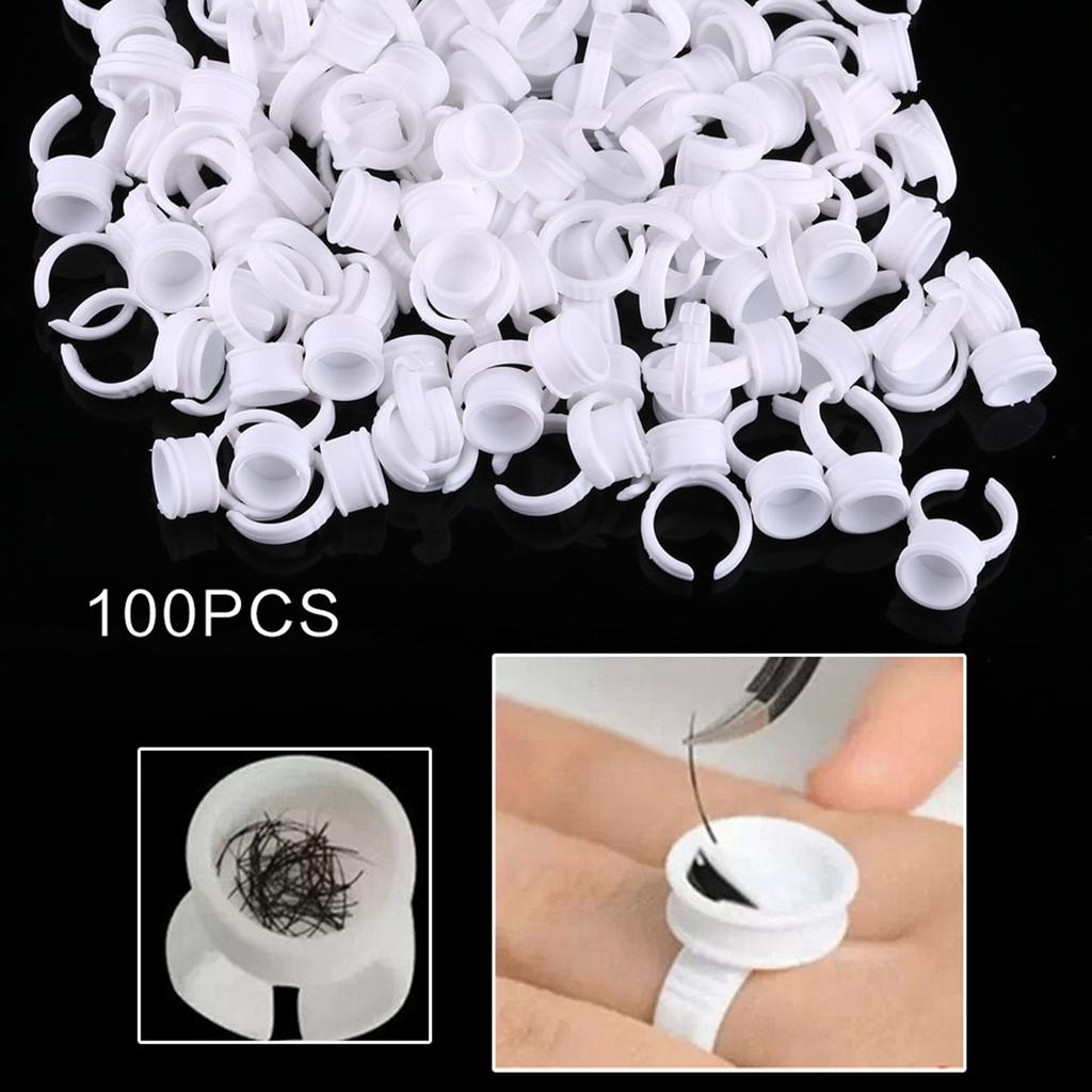 100pcs Disposable Makeup Tattoo Ink Rings Eyebrow Lip Tattoo Pigments Holder Container Cup