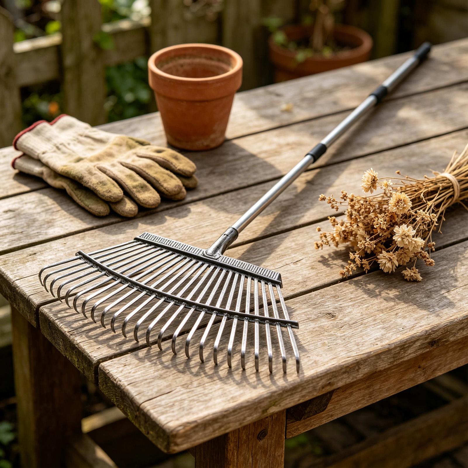 Garden Rake Detachable Metal Long Handle Gardening Tools Lawn Yard Rake For Leaves Grass For Outdoor Farm Patio Field Gardening China Mainland