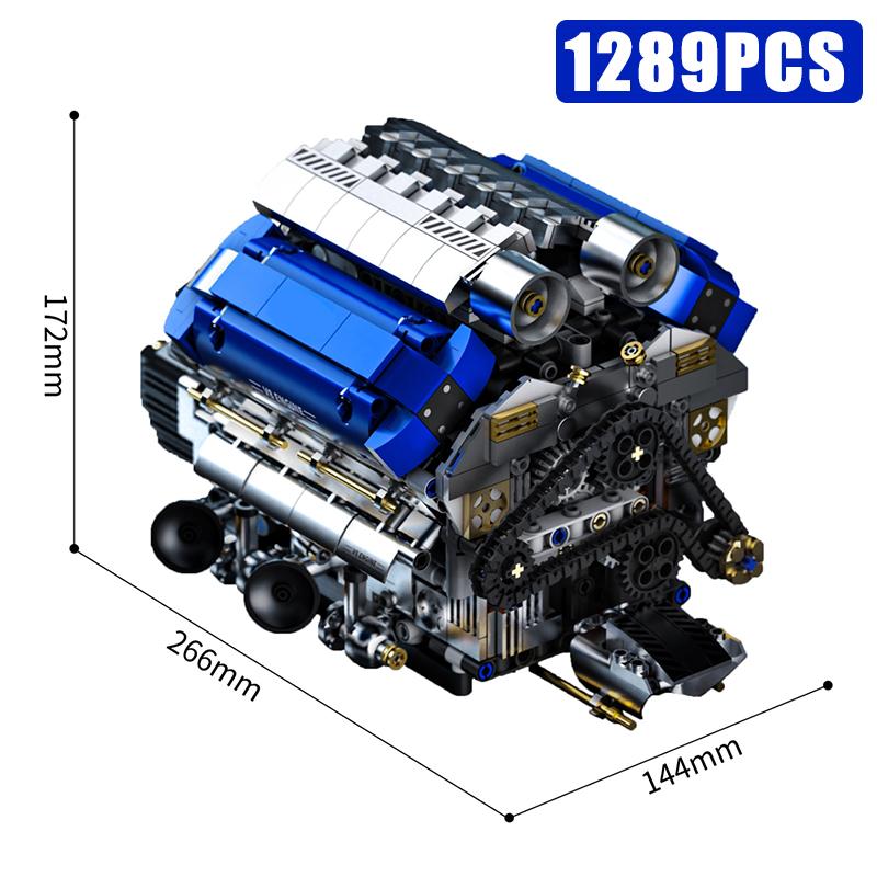 Technical V8 Electrice Driven Engine Building Blocks Simulation Supercar Engine MOC Bricks Science Education Toys Kid Adult Gift