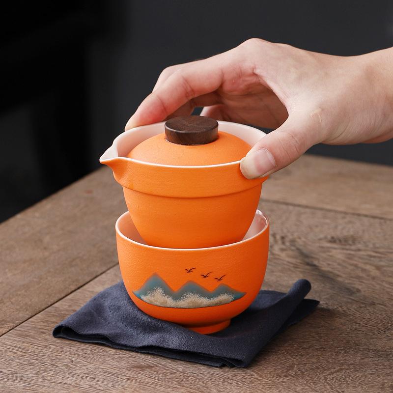 Qianli Jiangshan Travel Tea Set Kuaike Cup Company Meeting Souvenirs Portable Tea Set