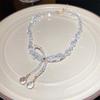 Summer Crystal Bow Necklace, Dongdaemun Niche Luxury Clavicle Chain, Elegant and Versatile Accessory