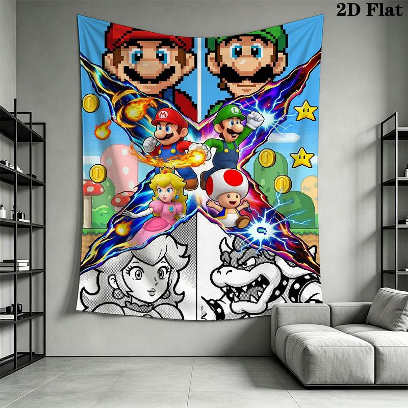 Run Mario Block Wall Hanging Printed Fabric Blanket Decorative Tapestries for Bedroom Living Room Home Decor