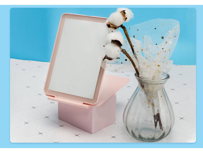 Portable Folding LED Makeup Mirror with Light for Dorms and Travel