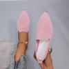 Elegant Office Women Loafers Ladies Hollow Knitting Breathable Solid Color Pointed Toe Mesh Shallow Mouth Flat Casual Shoes