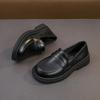 Kinderschuhe im britischen Stil aus schwarzem Leder - Lässige Frühjahrs-/Herbst-Fahrschuhe für Jungen und Mädchen