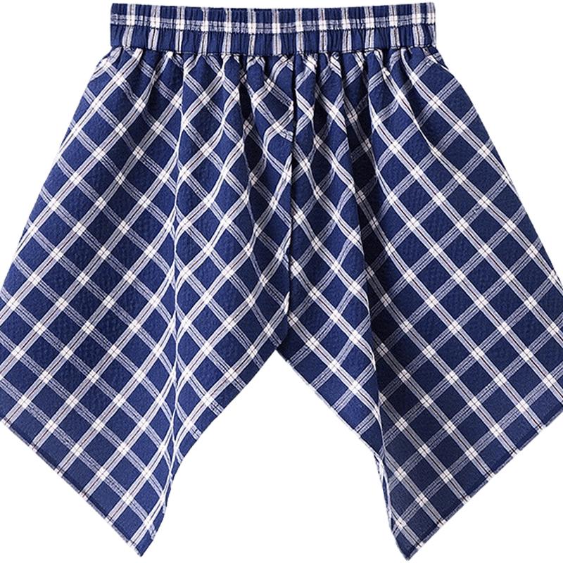 ASK JUNIOR Girls  Blue Plaid Pleated Short Skirt S