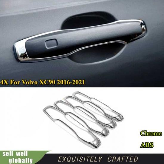 4X For Volvo XC90 2016- Chrome ABS Exterior Side Door Handle Frame Trim