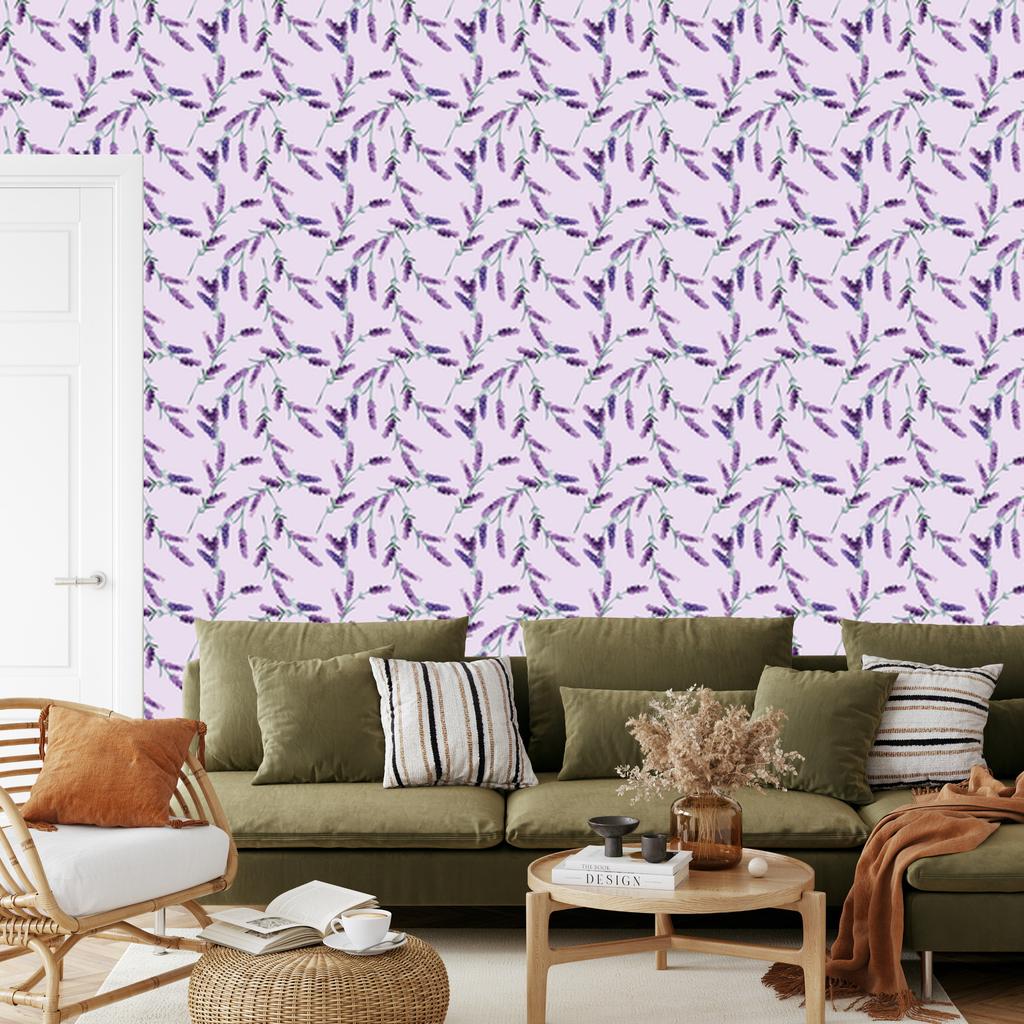 Lavender Leaves Wallpaper for Living Room and Bedroom 50x1000