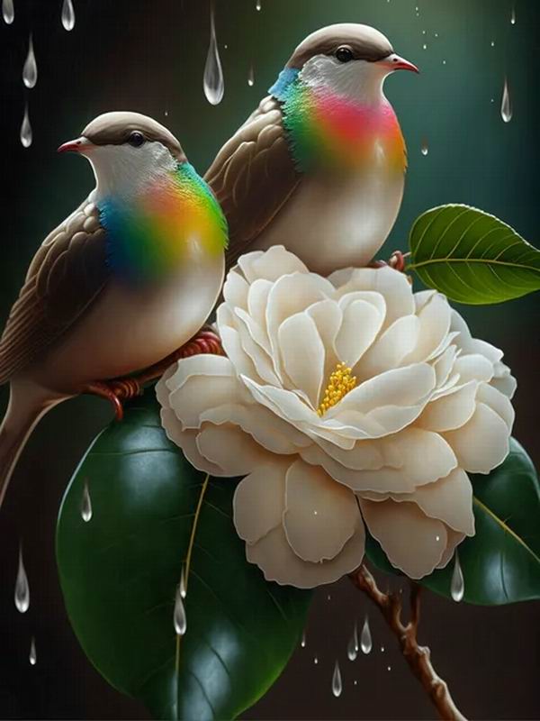 

Алмазная живопись цветы и птицы Diy полная квадратная круглая дрель мозаика искусство вышивка стразами белый пион картина животные Настенный декор Round drill 30x40cm