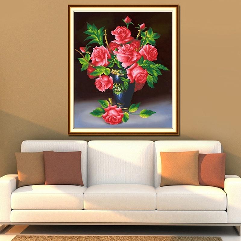 40*46cm 5D DIY Diamond Painting Rose Flower 3D Cross Stitch Diamond Embroidery Flores Embroidery Dia