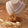 Light Luxury Flower Necklace Earrings Pearl Beaded Women's Necklace Suit  Banquet