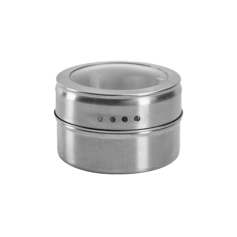 4 Pcs Magnetic Spice Tin Jar Rack Stainless Steel Spice Sauce Storage Container Clear Lid Jars Kitchen Condiment Sprinkle Can