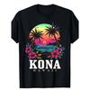 Kona Hawaii Tropical Palm Tree Sunset Graphic Tshirt For Men Soft Breathable Cotton Tee For Beach Travel
