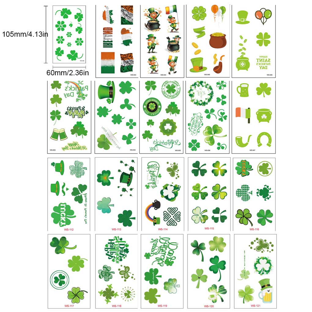 Pack of 10 St.Patrick's Day Hat Temporary Stickers Face Art Waterproof Arm Hand Decorations Supplies Kids Adult