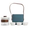 Suet jade porcelain high-end express cup one pot three cups portable travel tea set enterprise company business gift