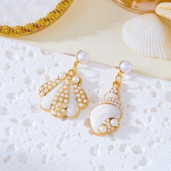 Bohemian Shell Starfish Dangle Earrings For Women Summer Beach Pearl Conch Geometric Drop Earrings Girls Fashion Jewelry Gift