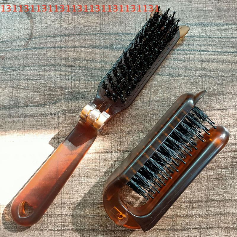 Portable Cat Ear Boar Bristle Hair Brush Amber Foldable Collapsible Travel Massage Styling Tool for Women Salon Gift