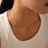 Gold Hammered Disc Pendant Necklace Women's Fashion Simple Versatile Collarbone Chain Long Lasting Jewelry