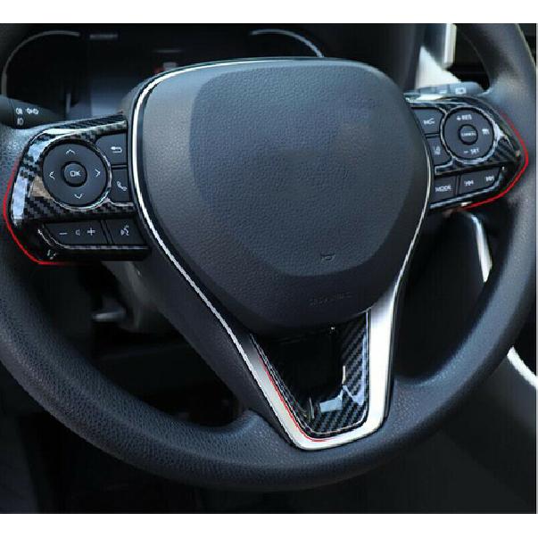 Carbon Fiber Steering Wheel Decor Trim For Toyota Corolla Cross -2024