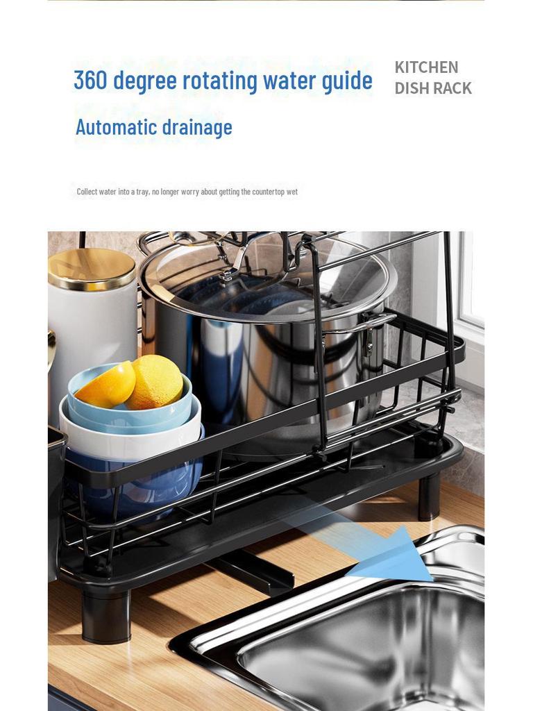 Dvojúrovňový biely stojan na sušenie riadu z uhlíkovej ocele na dosku