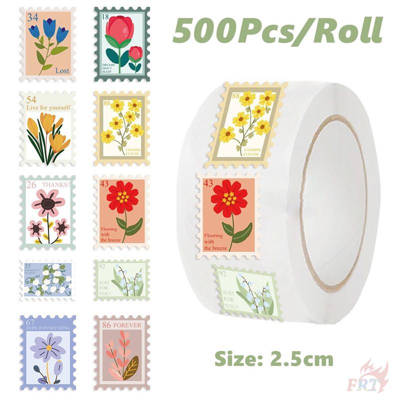 500Pcs/Roll Flower Stamps Kids Rewards Stickers - DIY Scrapbooks Album Decor Sealing Label Decals