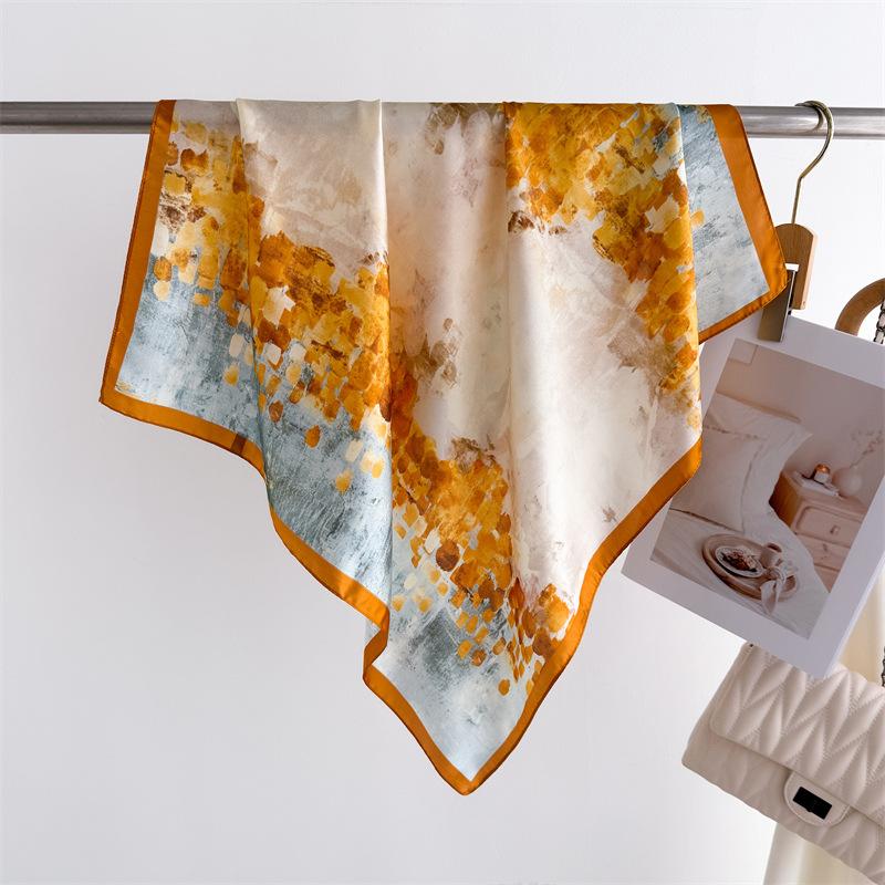 

Винтажный шелковый платок в горошек, квадратный платок, шаль высокого класса, универсальный шейный платок, маленький квадратный платок, головной платок Unilateral 66-70CM