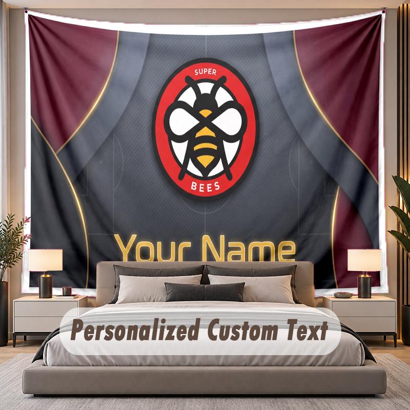Custom Name Text Tapestry Brentford Football Personalized Polyester Wall Tapestry For Bedroom And Room