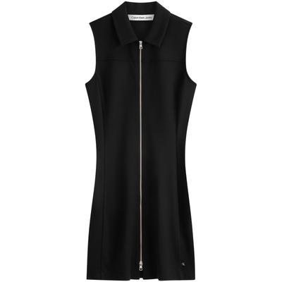 Elegante Vestido Francés Vintage sin Mangas con Cuello de Cremallera para Mujer Vestidos Negro Espacio J223521