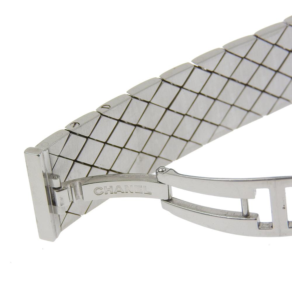 Chanel Matelasse Watches H0489 Diamond Bezel blackDial Stainless Steel Quartz Analog Display Women Used