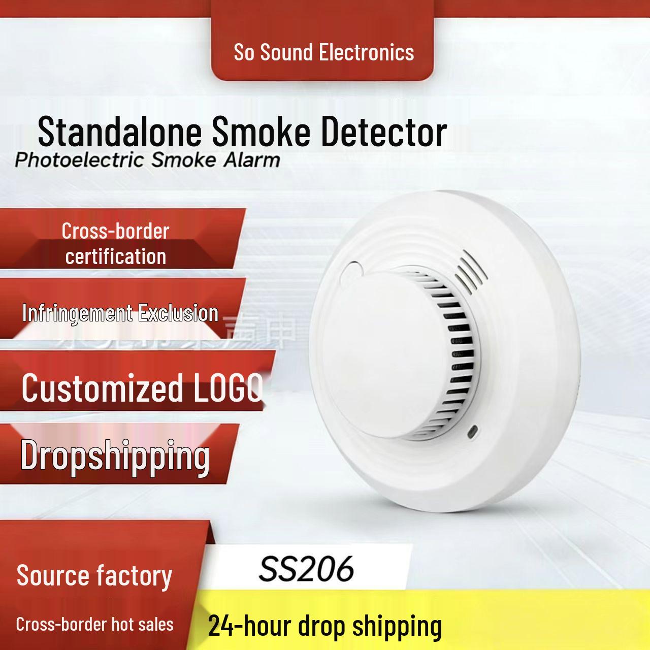 Wireless Photoelectric Smoke Detector with Phone Alert No