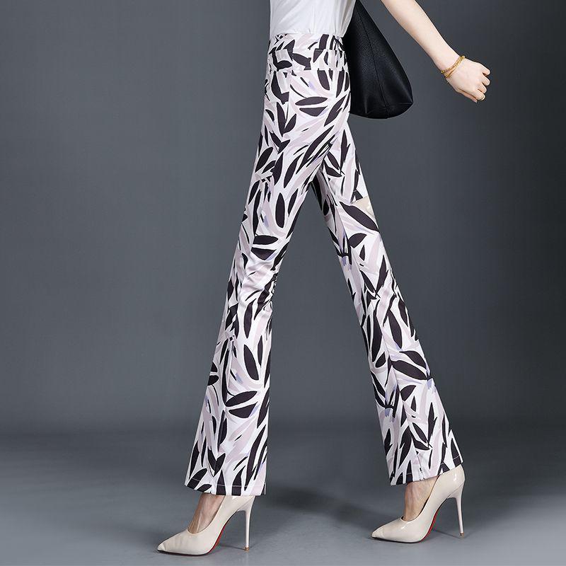Cuihua Women's Summer Micro-Flare Body-Shaping Pants, 2025 Fashion Trends, Elastic Waist, Slimming and Versatile Design