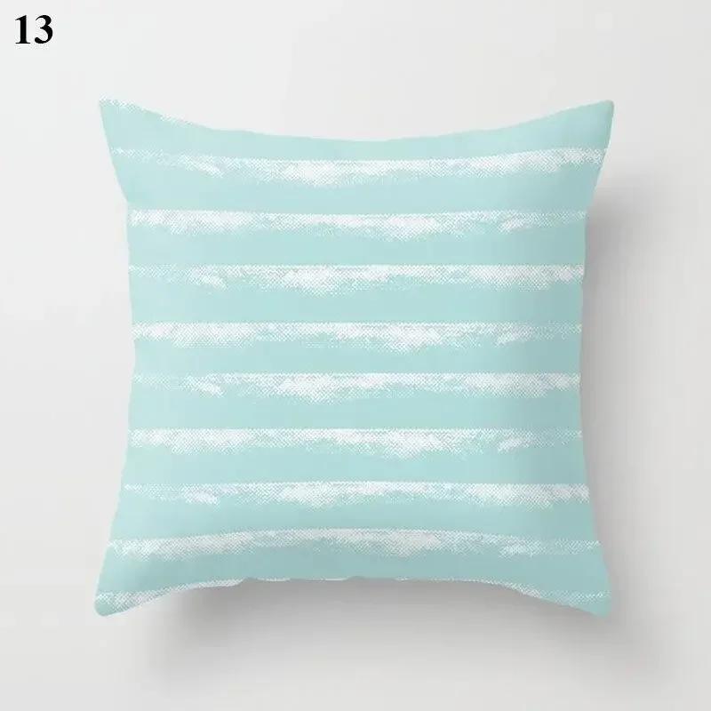 Light Blue Green Mint Cushion Cases Geometric Pattern Smooth Pillowcase American Style Comfortable Soft Home Decorations 45*45Cm