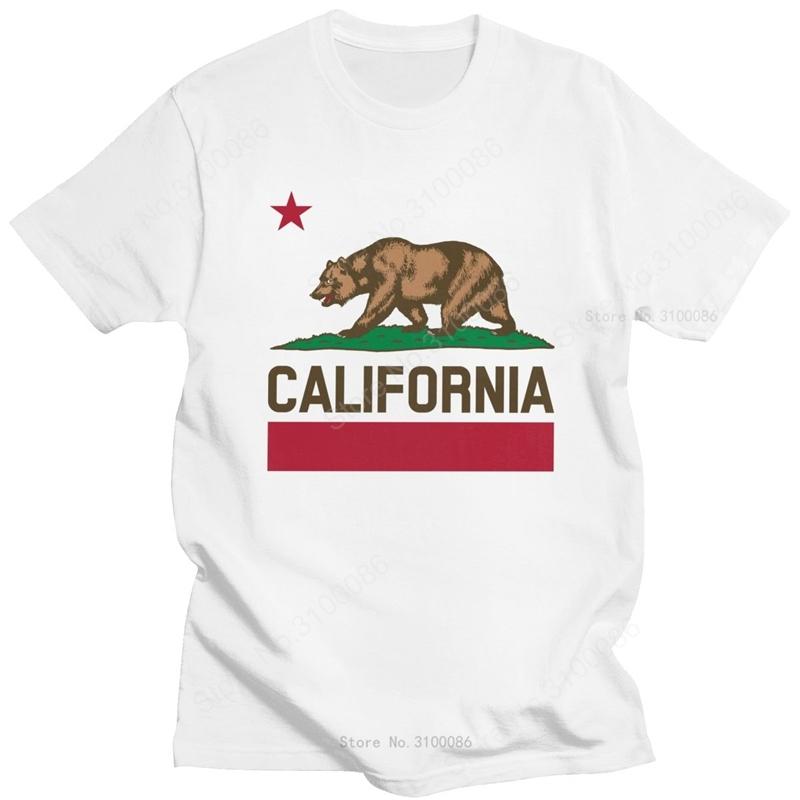 Urban Fashion California State Flag Bear T Shirt Men Pure Cotton 1846 Tee I Love CA Short Sleeve Summer Casual Tshirt Gift Merch