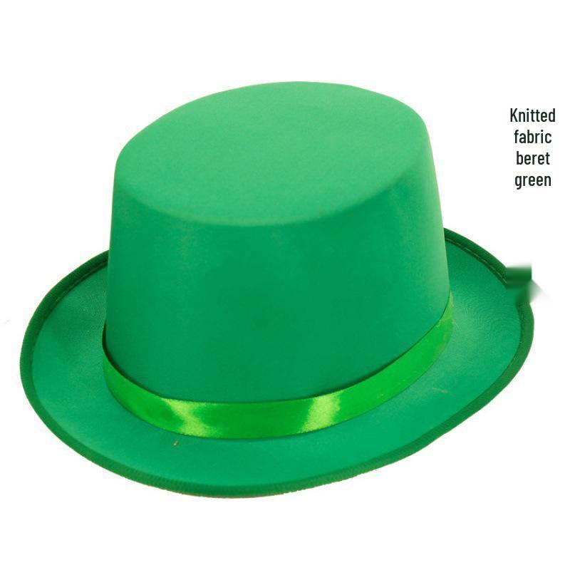 Elegant Green & Black Top Hat with Gold Powder for Adults & Kids, Unisex Magician & Jazz Style.
