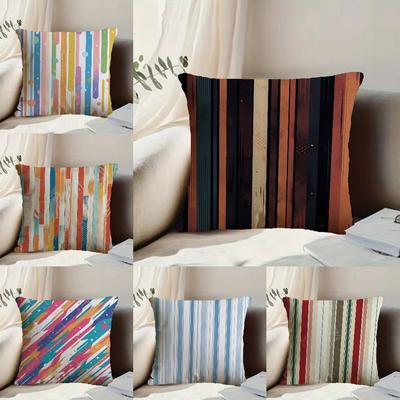 Classic Striped Pillow Case Anti-dustmite Pillowcase Invisible Zipper Silky Short Plush Sofa Cushion Cover