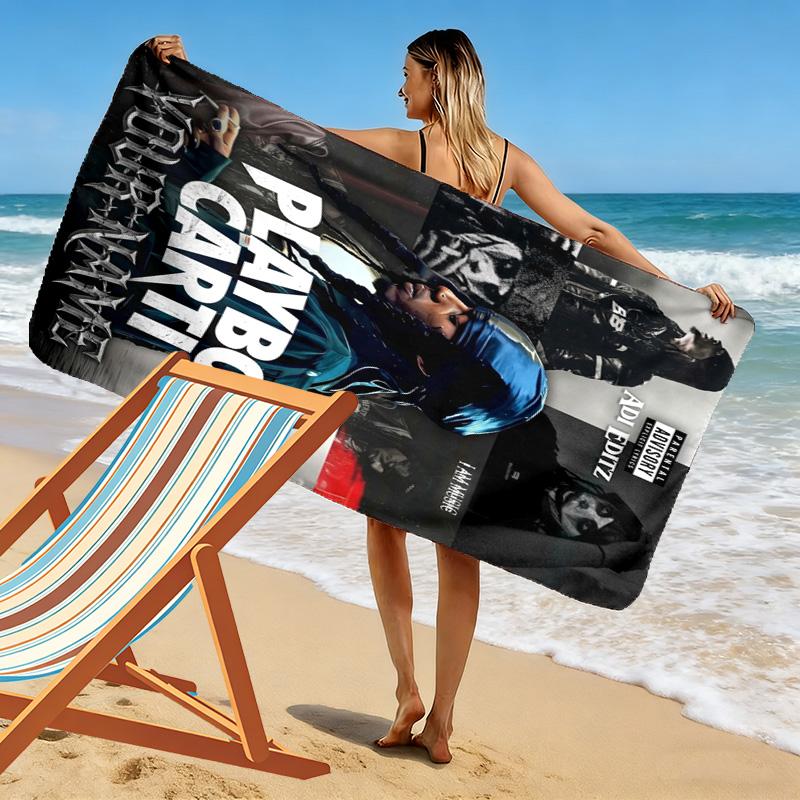 Name Custom Carti Print Beach Towel, Large Soft Quick Dry Towel for Beach Camping Swimming