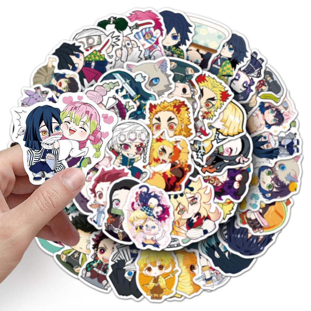 50pcs Q Version Demon Slayer Anime Stickers for Water Bottle, Phone, Tablet - Creative Japanese Cartoon Decoration, Waterproof