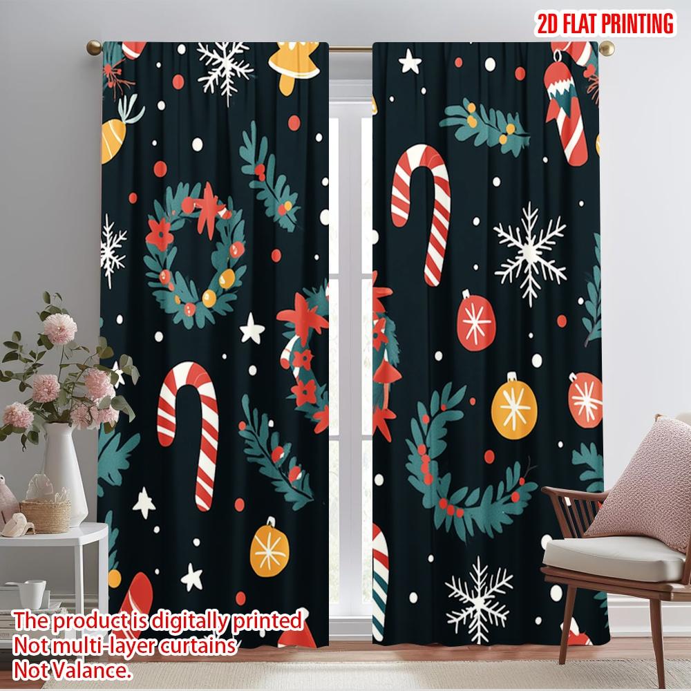 

2 шт., 2D плоская печать Принт Шторы Рождественский венок Леденец (2) Универсальный 100% полиэстер (без удилища) Универсальный Все 52.50×116.00 CM 2pcs