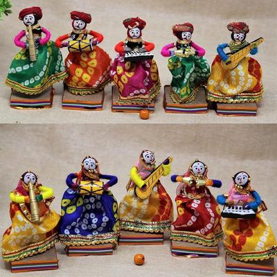 Nuovi Idoli Burattini Musicisti Bawla Multicolore del Rajasthan, Set di 10, (5 Maschi & 5 Femmine)