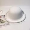 White Bowler Hat Women's Spring and Autumn Versatile Curled Hat Stylish Retro Face Small Top Hat