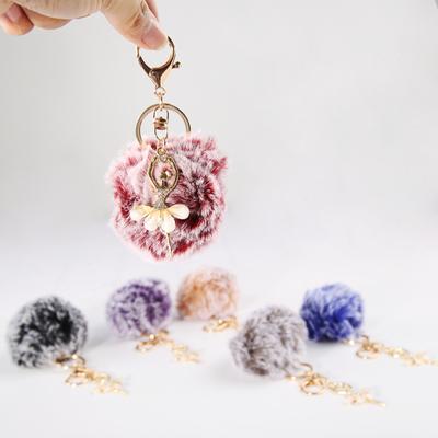 Cute Dancing Angel Keychain Pendant Women Key Ring Holder Pompom Bag Ornament