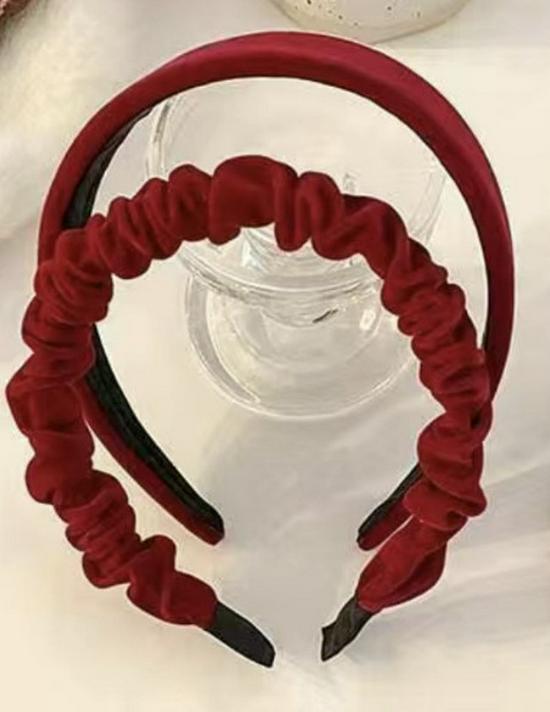 New Year Red Headband Scrunchie Princess Hair Tie with Bangs Clip