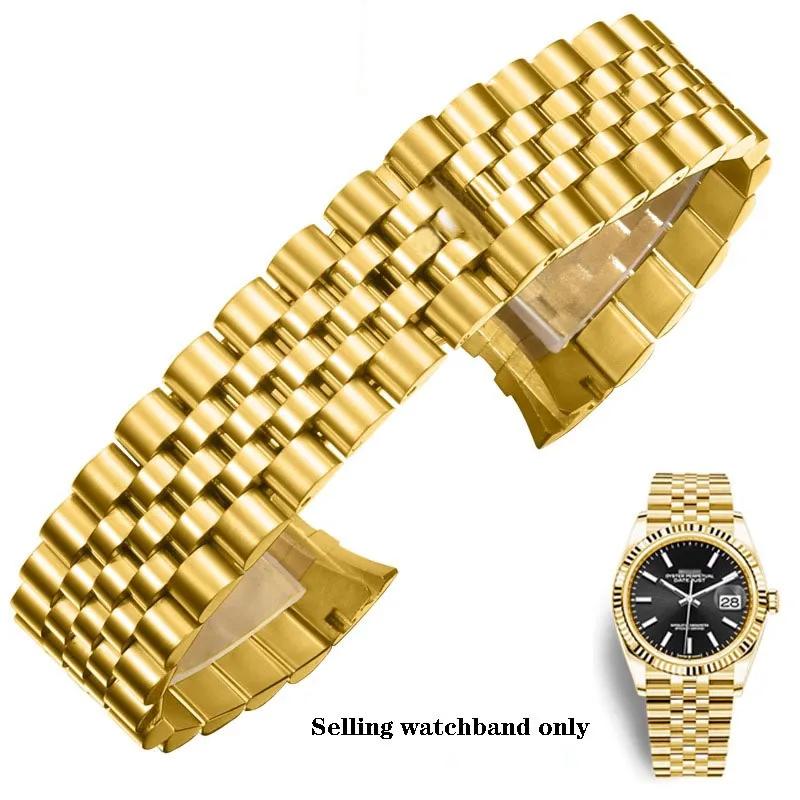 

Розкішний ремінець для годинника з нержавіючої сталі Jubilee для Rolex, металевий, зігнутий кінець, суцільний змінний браслет 13мм 17мм 20мм 21мм 21mm
