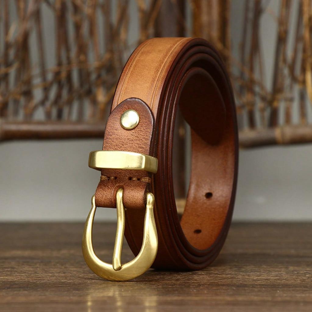 Leather Belt for Women, Korean Version, Trendy, Versatile, Personalized, Retro Style, Cowhide Jeans Belt for Women