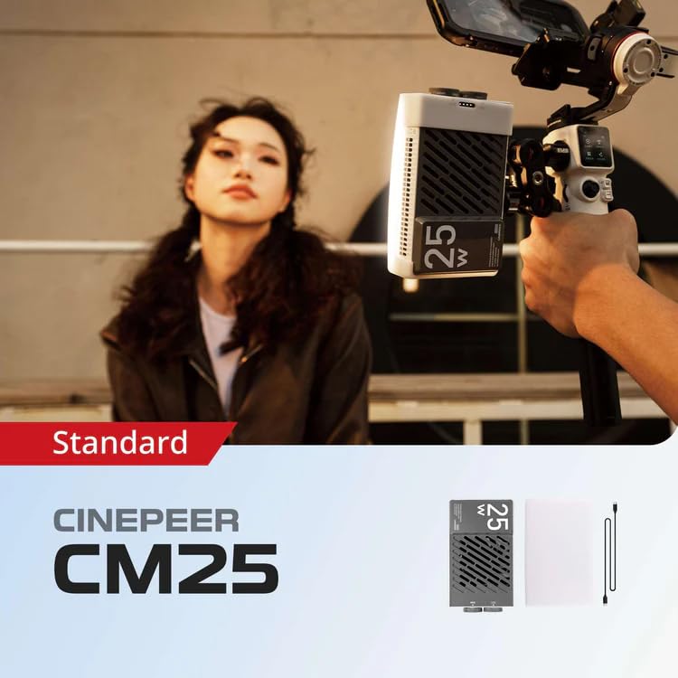 Zhiyun CINEPEER CM25 LED 25W Max with Silicone for Vlogging Light, 2700-6200K, Output, Rechargeable, Diffuser, (Product Code 088181)