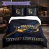 Set Biancheria da Letto Personalizzato Leeds Rhinos con Nome Testo, 1 Copripiumino & 2 Federe Regalo Personalizzato per Camera da Letto