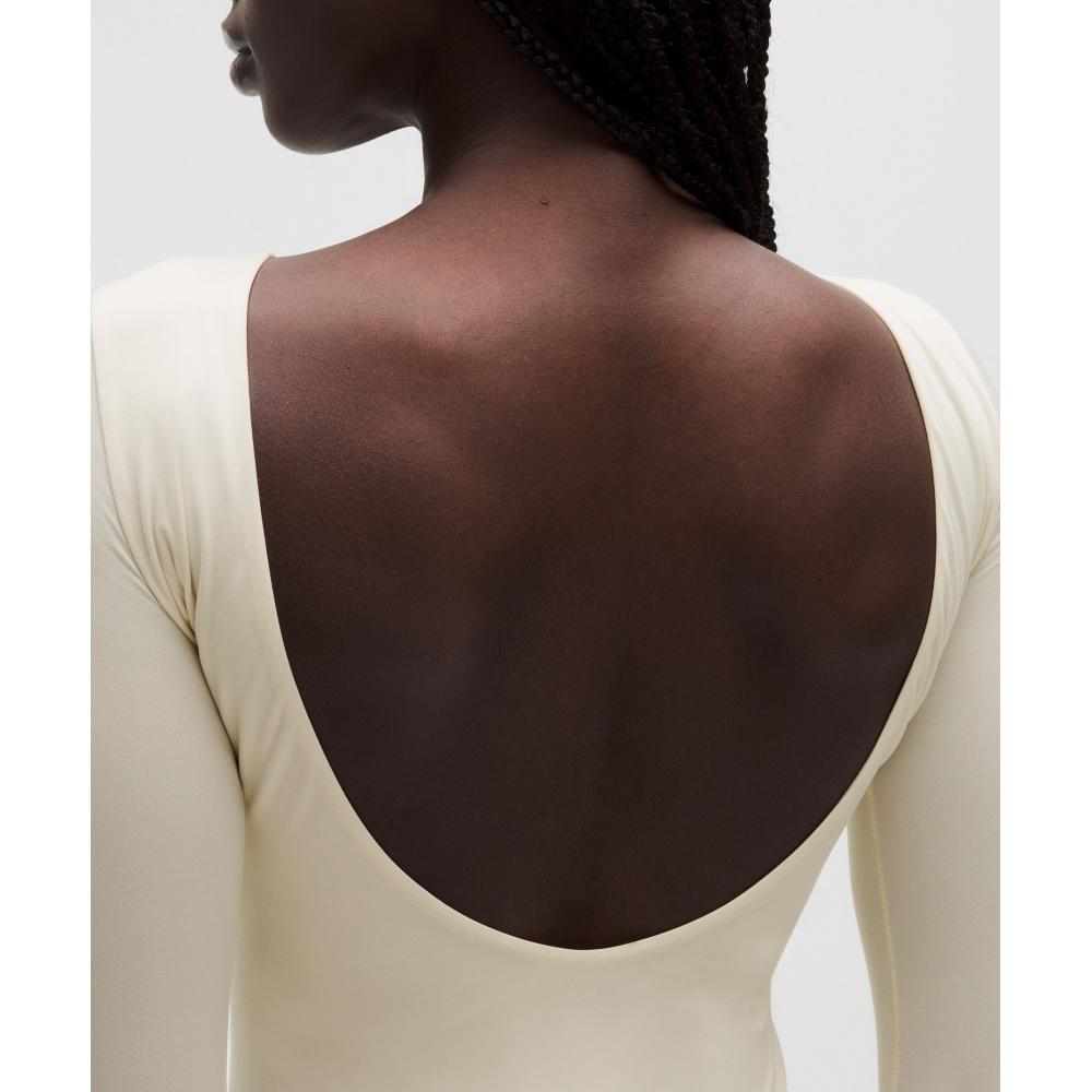 Lululemon Wundermost Ultra Soft Nulu Boatneck Scoop Back Long Sleeve Bodysuit Light Ivory