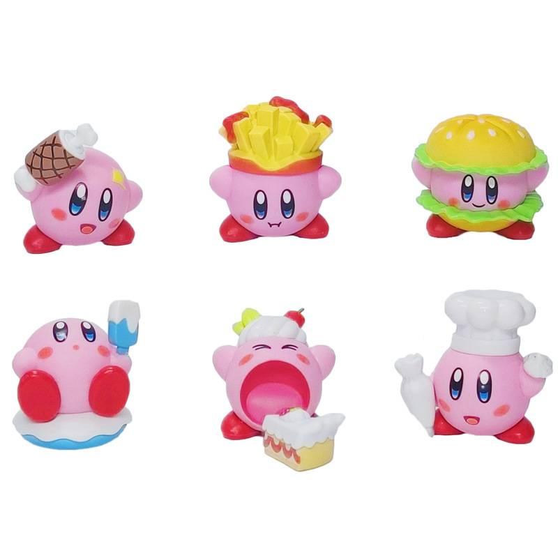 

Cute Kirby French Fries Burger Cake Series Pvc Handmade Dolls 6 Pcs